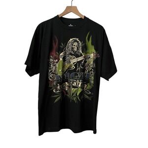Rare Y2K Rasta Soul Inspiration Bob Marley Skeleton Black T-shirt XL